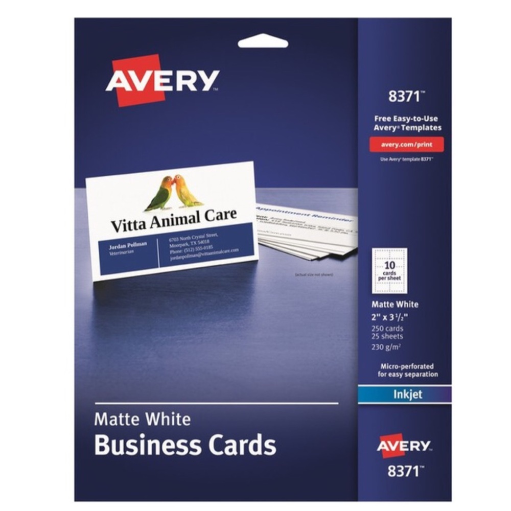 Avery Business Cards for Inkjet Printers, 2" x 3½"